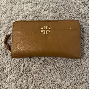 Tory Burch Tan Leather Wallet with Gold Accents